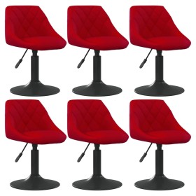 Swivel dining chairs 6 pcs red wine velvet