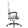 Silla gaming con reposapiés cuero sintético blanco y rosa de , Sillones para videojuegos - Ref: Foro24-3143839, Precio: 128,1...