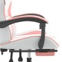 Silla gaming con reposapiés cuero sintético blanco y rosa de , Sillones para videojuegos - Ref: Foro24-3143839, Precio: 128,1...