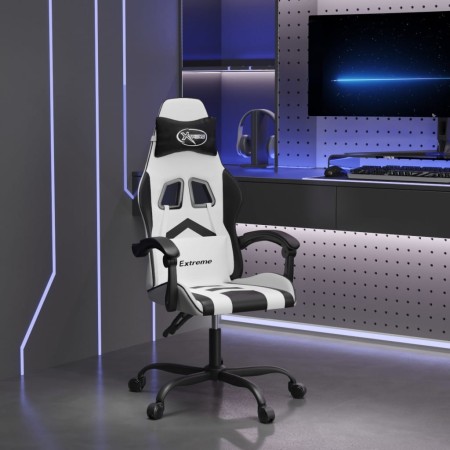 Gaming chair in white and black synthetic leather by , Gaming chairs - Ref: Foro24-3143900, Price: 118,79 €, Discount: %