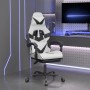 Silla gaming con reposapiés cuero sintético blanco negro de , Sillones para videojuegos - Ref: Foro24-3143864, Precio: 127,80...