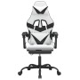 Silla gaming con reposapiés cuero sintético blanco negro de , Sillones para videojuegos - Ref: Foro24-3143864, Precio: 127,80...