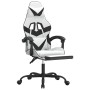 Silla gaming con reposapiés cuero sintético blanco negro de , Sillones para videojuegos - Ref: Foro24-3143864, Precio: 127,80...