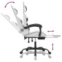 Silla gaming con reposapiés cuero sintético blanco negro de , Sillones para videojuegos - Ref: Foro24-3143864, Precio: 127,80...