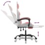 Silla gaming con reposapiés cuero sintético blanco y rosa de , Sillones para videojuegos - Ref: Foro24-3143887, Precio: 127,8...