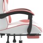 Silla gaming con reposapiés cuero sintético blanco y rosa de , Sillones para videojuegos - Ref: Foro24-3143887, Precio: 127,8...