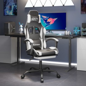 Drehbarer Gaming-Stuhl mit Fußstütze aus schwarz-weißem Kunstleder. von , Gaming-Stühle - Ref: Foro24-349584, Preis: 127,03 €...