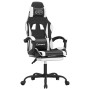 Swivel gaming chair with footrest in black and white synthetic leather by , Gaming chairs - Ref: Foro24-349584, Price: 127,03...