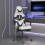 Swivel gaming chair with footrest, white and black synthetic leather by , Gaming chairs - Ref: Foro24-349565, Price: 127,80 €...