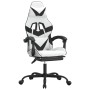 Swivel gaming chair with footrest, white and black synthetic leather by , Gaming chairs - Ref: Foro24-349565, Price: 127,80 €...