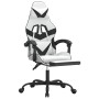 Swivel gaming chair with footrest, white and black synthetic leather by , Gaming chairs - Ref: Foro24-349565, Price: 127,80 €...