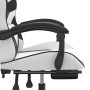 Swivel gaming chair with footrest, white and black synthetic leather by , Gaming chairs - Ref: Foro24-349565, Price: 127,80 €...