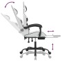 Swivel gaming chair with footrest, white and black synthetic leather by , Gaming chairs - Ref: Foro24-349565, Price: 127,80 €...