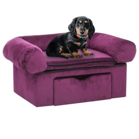 Dog sofa with burgundy plush drawer 75x50x38 cm