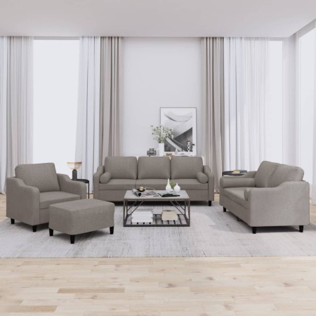 Sofagarnitur mit 4-teiligen Kissen, Stoff in Grau-Taupe. | Foro24|Onlineshop| Casa, Jardín y Más Foro24.es