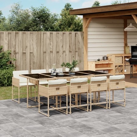 Garten-Essgruppe 9-teilig mit Kissen aus synthetischem Rattan in Beige. | Foro24|Onlineshop| Casa, Jardín y Más Foro24.es