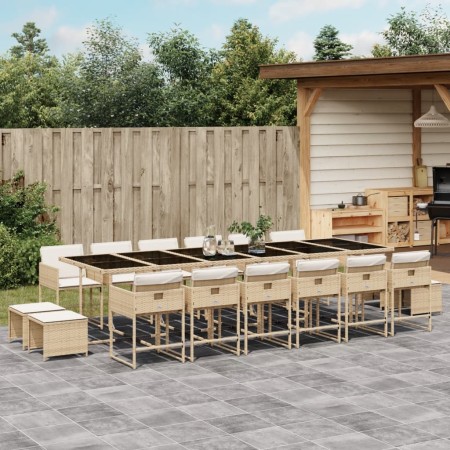 Garten-Essgruppe, 17-teilig, mit Kissen, aus synthetischem Rattan in Beige. | Foro24|Onlineshop| Casa, Jardín y Más Foro24.es