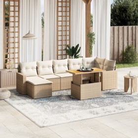 Gartensofagarnitur mit beigen Kissen, 8-teilig, aus PE-Rattan. von , Gartensets - Ref: Foro24-3271422, Preis: 630,94 €, Rabat...