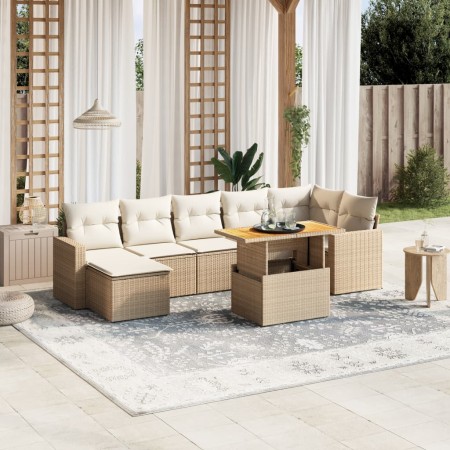 Garden sofa set with beige cushions, 8 pieces, PE rattan. by , Garden sets - Ref: Foro24-3271422, Price: 630,94 €, Discount: %