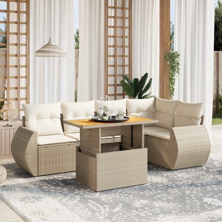 Garden sofa set with 6-piece synthetic rattan beige cushions | Foro24|Onlineshop| Casa, Jardín y Más Foro24.es