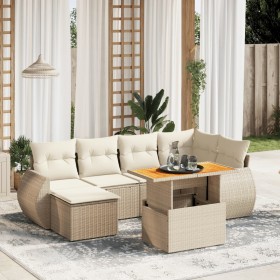 Garden set with 7 pieces of sofas and beige