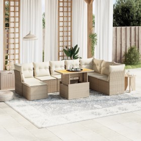 Set de sofás de jardín 9 pzas con cojines ratán sintético beige de , Conjuntos de jardín - Ref: Foro24-3275515, Precio: 749,5...