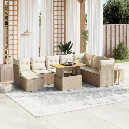 Gartensofagarnitur 9-teilig mit Kissen aus synthetischem Rattan in Beige. von , Gartensets - Ref: Foro24-3275515, Preis: 749,...