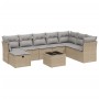 Garden sofa set with beige mixed cushions, 9 pieces, PE rattan. by , Garden sets - Ref: Foro24-3263285, Price: 577,22 €, Disc...