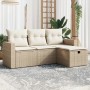 Gartensitzgruppe mit 4-teiligen Sofas und Kissen aus synthetischem Rattan in Beige. von , Gartensets - Ref: Foro24-3263444, P...