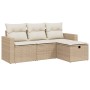 Gartensitzgruppe mit 4-teiligen Sofas und Kissen aus synthetischem Rattan in Beige. von , Gartensets - Ref: Foro24-3263444, P...