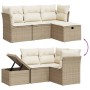 Gartensitzgruppe mit 4-teiligen Sofas und Kissen aus synthetischem Rattan in Beige. von , Gartensets - Ref: Foro24-3263444, P...