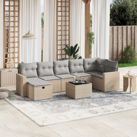 Gartensitzgruppe mit beigen Kissen, 8-teilig, aus PE-Rattan. | Foro24|Onlineshop| Casa, Jardín y Más Foro24.es