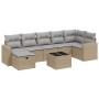 Garden sofa set with beige mixed cushions, 8 pieces, PE rattan. | Foro24|Onlineshop| Casa, Jardín y Más Foro24.es