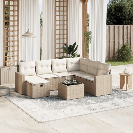 Garden sofa set with beige cushions, 8 pieces, PE rattan. by , Garden sets - Ref: Foro24-3263534, Price: 600,54 €, Discount: %