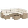 Garden sofa set with beige cushions, 8 pieces, PE rattan. by , Garden sets - Ref: Foro24-3263534, Price: 600,54 €, Discount: %