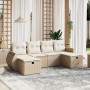 Gartensofa-Set mit 6-teiligen Kissen aus synthetischem Rattan in Beige. | Foro24|Onlineshop| Casa, Jardín y Más Foro24.es