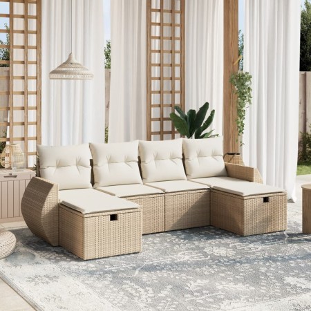 Garden sofa set with 6-piece synthetic rattan beige cushions | Foro24|Onlineshop| Casa, Jardín y Más Foro24.es