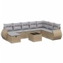 Garden sofa set with beige mixed cushions, 9 pieces, PE rattan. | Foro24|Onlineshop| Casa, Jardín y Más Foro24.es