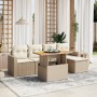 Gartensofa-Set mit 6-teiligen Kissen aus synthetischem Rattan in Beige. von , Gartensets - Ref: Foro24-3271289, Preis: 483,88...