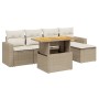 Gartensofa-Set mit 6-teiligen Kissen aus synthetischem Rattan in Beige. von , Gartensets - Ref: Foro24-3271289, Preis: 483,88...