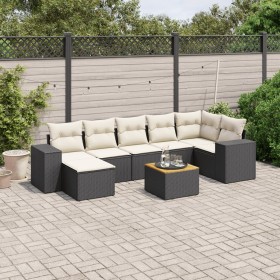 8-teiliges Gartensofa-Set mit schwarzen Polstern