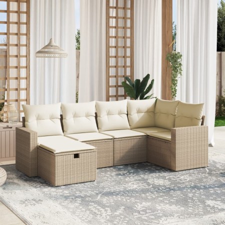 Gartensofa-Set mit 6-teiligen Kissen aus synthetischem Rattan in Beige. von , Gartensets - Ref: Foro24-3263484, Preis: 519,36...