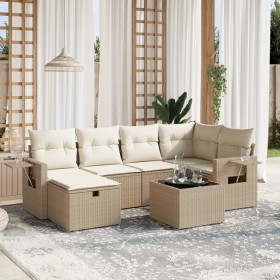 Gartensofagarnitur 7-teilig mit Kissen aus synthetischem Rattan in Beige. von , Gartensets - Ref: Foro24-3263804, Preis: 602,...