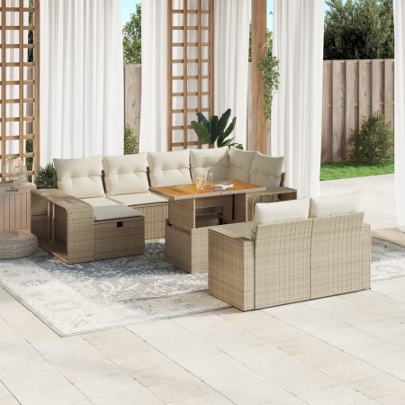 Gartensofa-Set 11-teilig mit beigen Polstern aus synthetischem Rattan von , Gartensets - Ref: Foro24-3276514, Preis: 845,51 €...