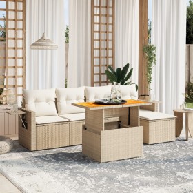 Gartensofa-Set mit 6-teiligen Kissen aus synthetischem Rattan in Beige. von , Gartensets - Ref: Foro24-3271730, Preis: 490,58...