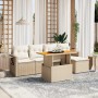 Garden sofa set with 6-piece synthetic rattan beige cushions by , Garden sets - Ref: Foro24-3271730, Price: 490,58 €, Discoun...