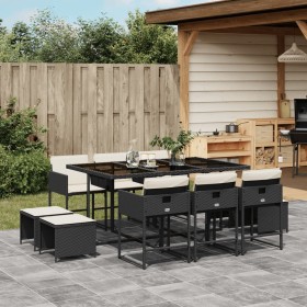 11-piece garden dining set with black synthetic