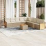 Gartensofa-Set mit 10-teiligen beigen Kissen aus synthetischem Rattan. | Foro24|Onlineshop| Casa, Jardín y Más Foro24.es