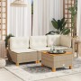 Synthetic rattan garden table with acacia wood in beige, measuring 55x55x36 cm. by , Garden tables - Ref: Foro24-365910, Pric...