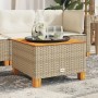 Synthetic rattan garden table with acacia wood in beige, measuring 55x55x36 cm. by , Garden tables - Ref: Foro24-365910, Pric...